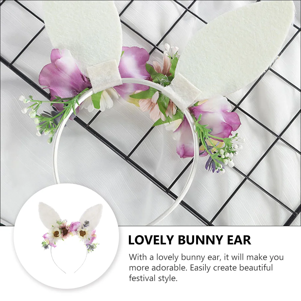 

Cat Ears Hair Hoop Girls Furry Easter Accessories Lovely Easter Headdress Bunny Ear Bright Colors Floral Design