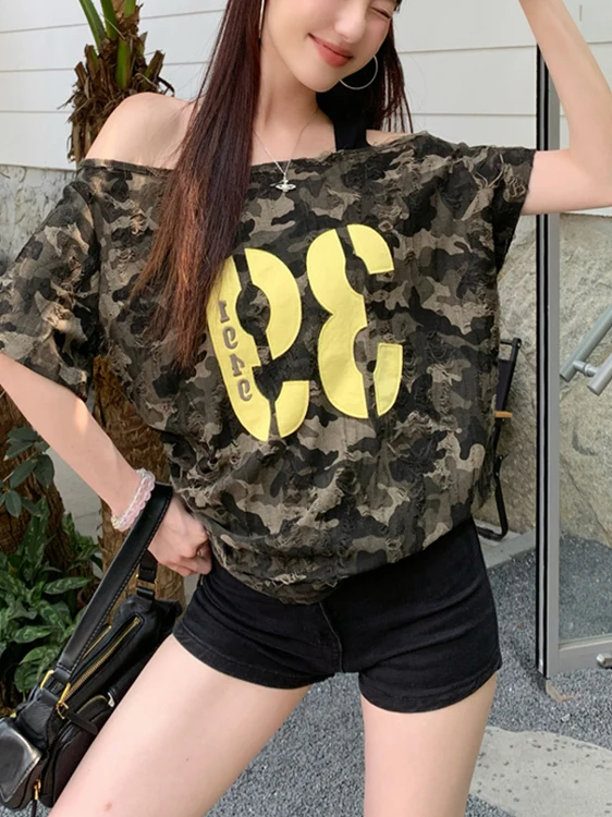 Retro Camouflage Print Short Sleeve T-Shirt