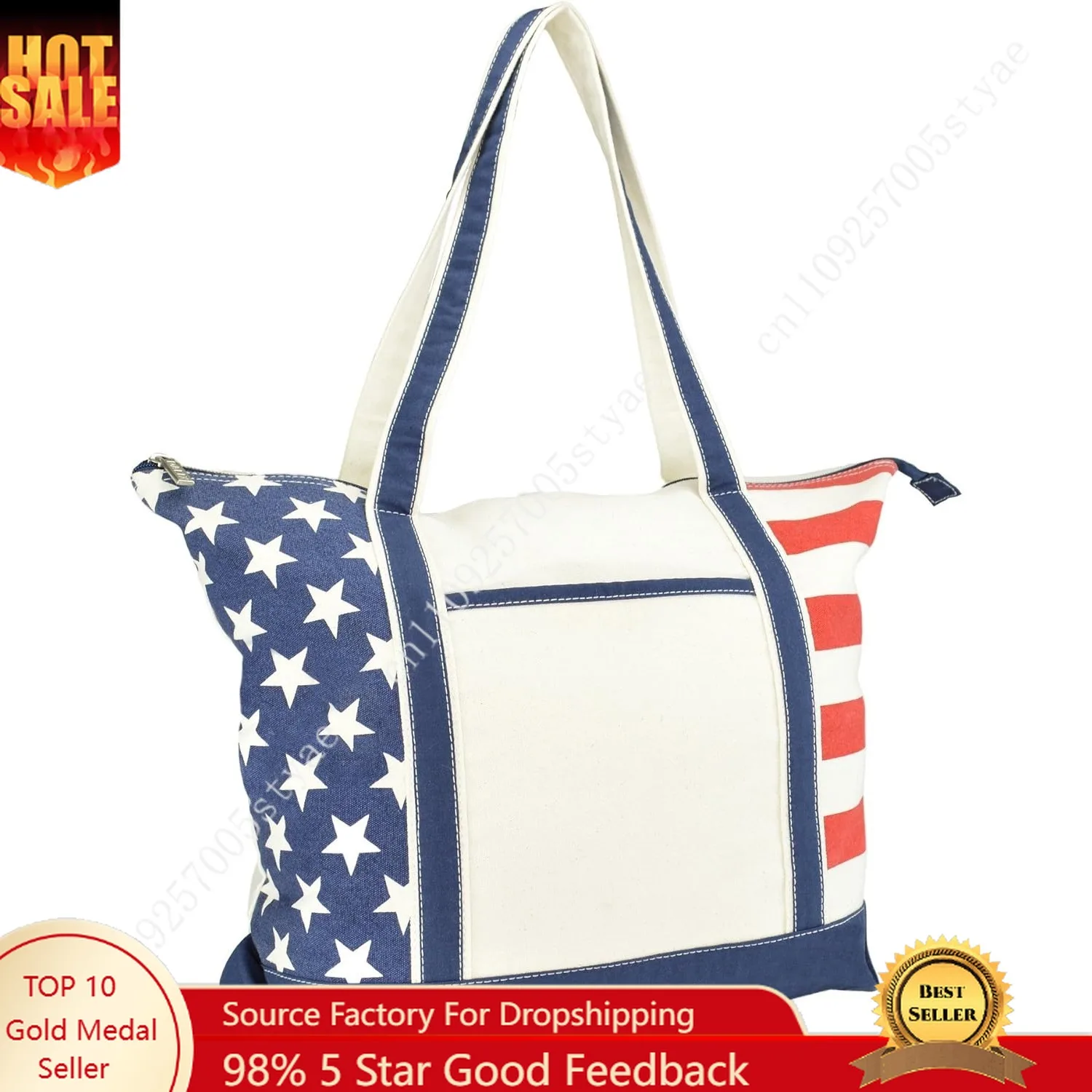 

USA American Flag Tote Bag Pride Star Spangled Stars Stripes Shopping Grocery Bag