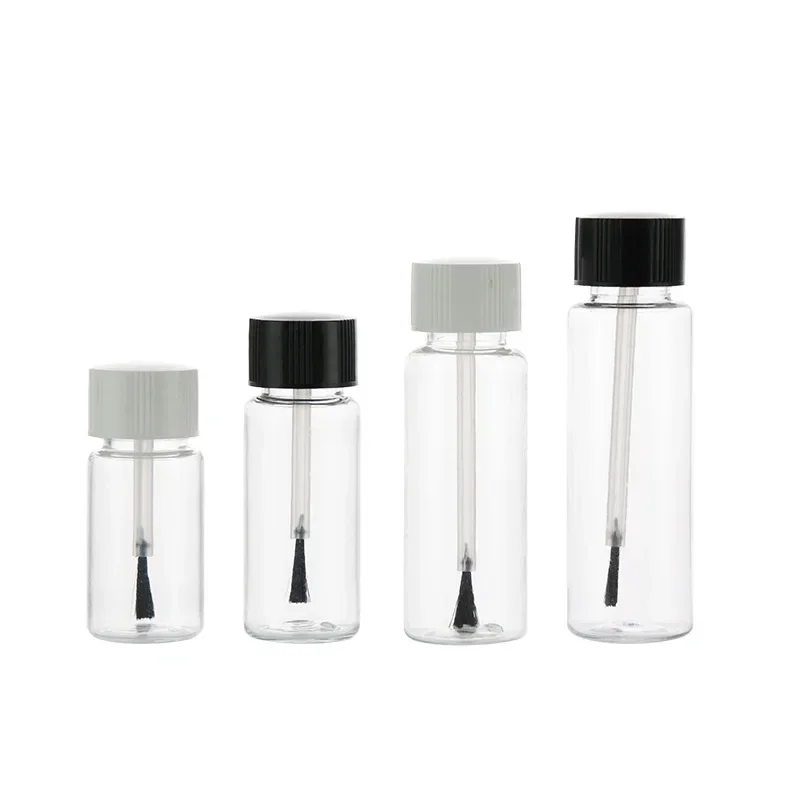 5/10Pcs 5ml 10ml 15ml 20ml 30ml Plastic Nail Polish Bottles Empty Cosmetic Containers Clear Liquid Sample Bottle With Brush