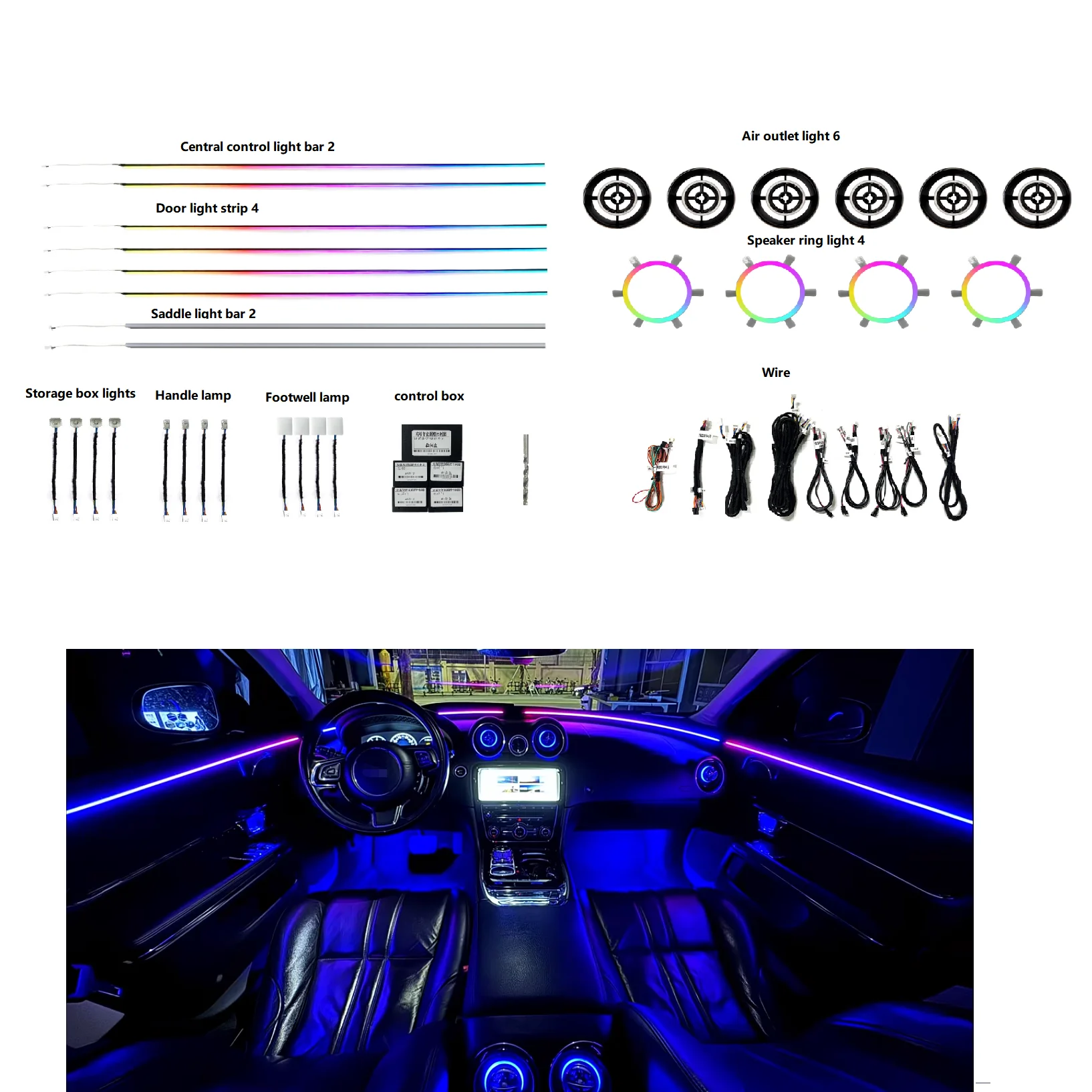 

Для Jaguar XJL XJ XJR 351 2010-2019 автомобильный неоновый интерьер двери атмосфера световое украшение фэнтезийное освещение версия