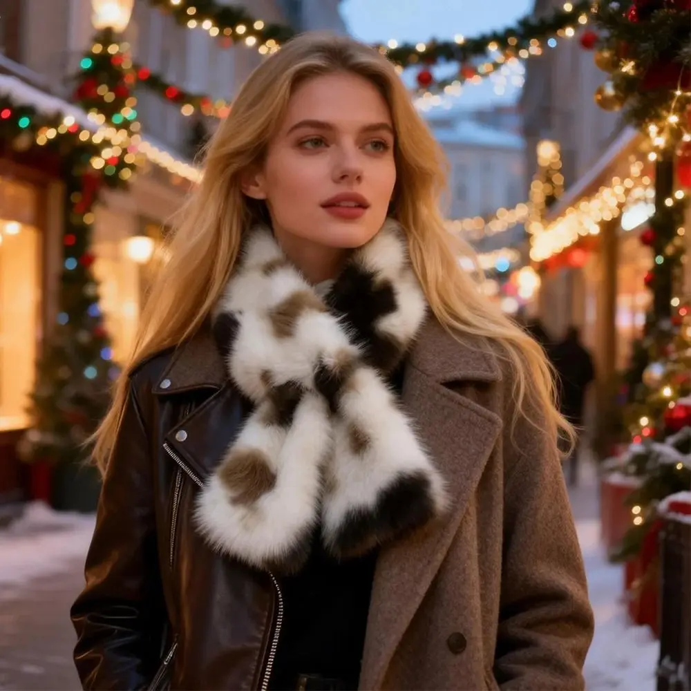 

Винтажный толстый шарф из искусственного меха, мягкий зимний пушистый шарф, меховой декор, роскошные накидки и шали для женщин