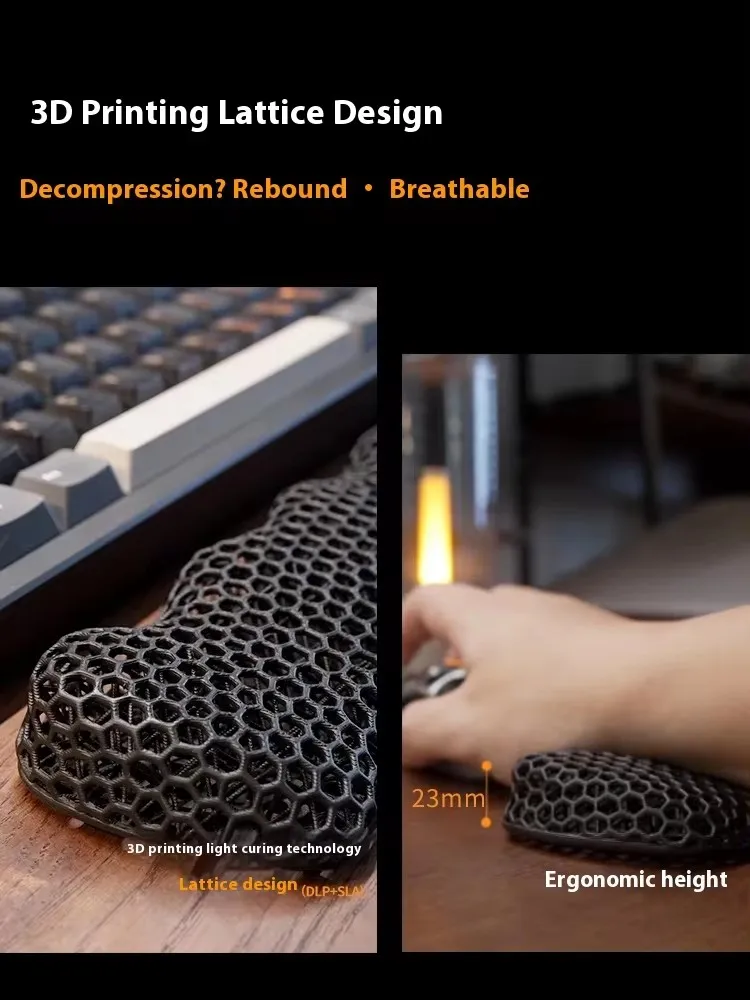 Zpdt bantalan pergelangan tangan Resin UV dapat disesuaikan, Keyboard mekanik motif 3D, penyangga tangan, tetikus ergonomis antilembap untuk kantor