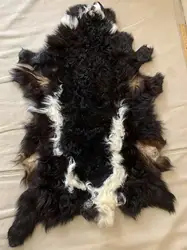 Unique Natural Leather, Black and white lamb skin, Vintage Home Décor, Sofa Stool Cushions, Coat Material, real fur