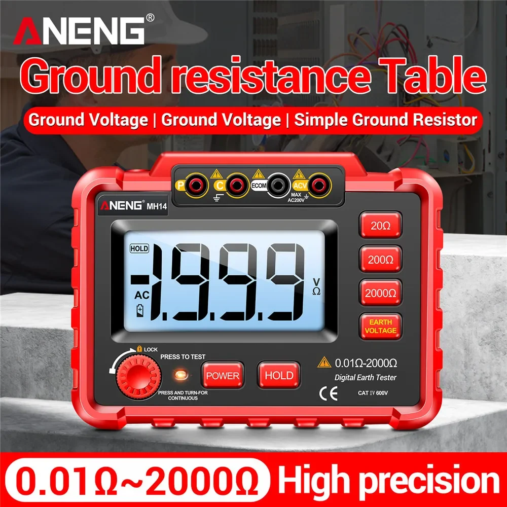 ANENG MH14 Digital Megohmmeter Insulation Grounding Resistance Megohm AC 200V Voltage Meter Tester Voltmeter Ohm Detector Tools