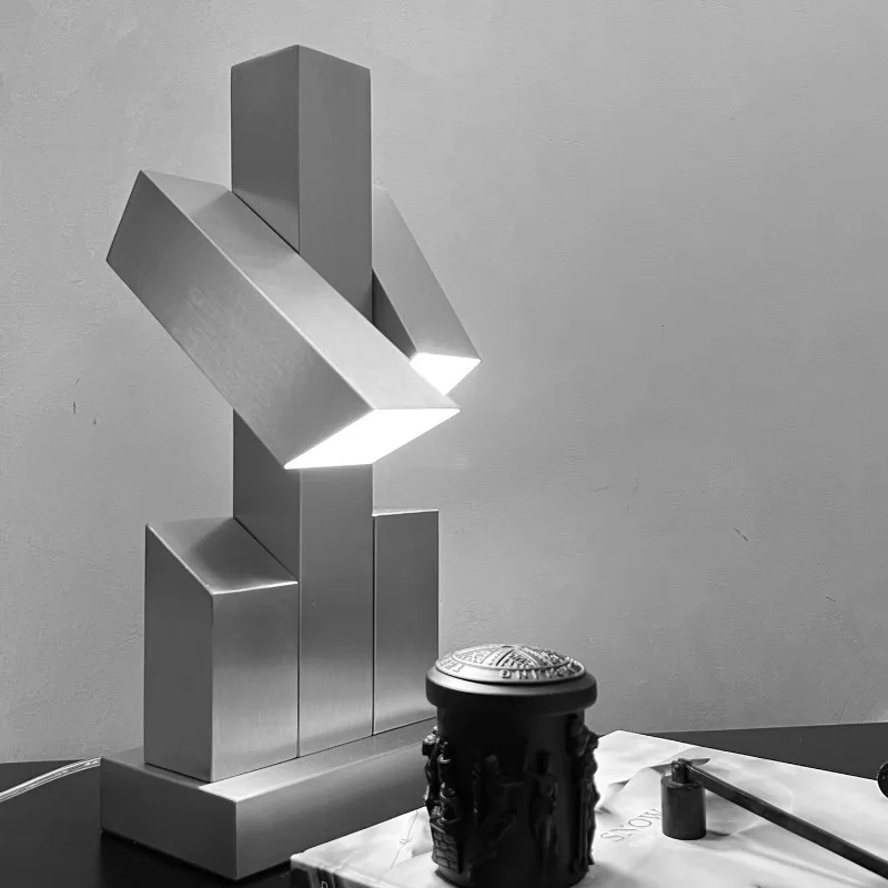 Stainless Steel Robot Nightlight Creative Industrial Style Night Light Bedroom Study Desktop Mood Lights Indoor Decor Table Lamp