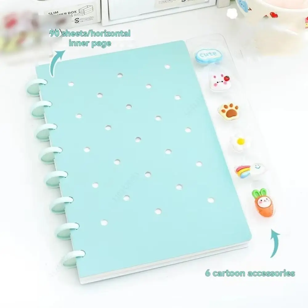 

Creative A5 Loose-Leaf Book Cartoon Detachable Detachable Notepad Mushroom Button Double Sides Removable Diary Stationery