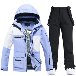 Traje de esquí para hombres y mujeres, ropa de snowboard, conjuntos al aire libre, chaquetas y pantalones, ropa de invierno, impermeable, disfraz de nieve, 2024