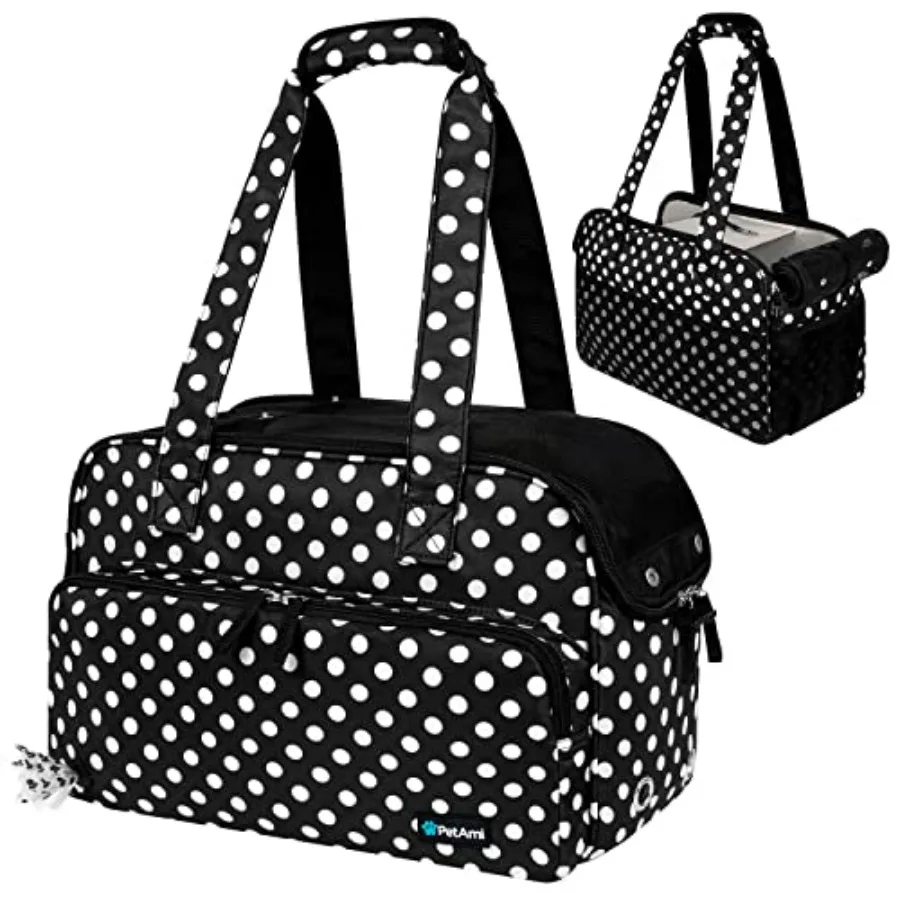 

Small Dog Purse Carrier, Soft-Sided Pet Carrier Bag with Pockets, Portable Puppy Cat Travel Handbag Tote, Airline Approved Brea