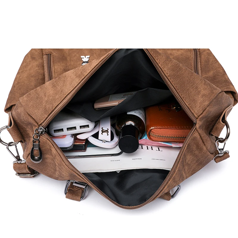Designer Backpacks Women Leather Backpacks Female School Bag for Teenager Girls Travel Back Bag Retro Bagpack Sac A Dos Purses view 5