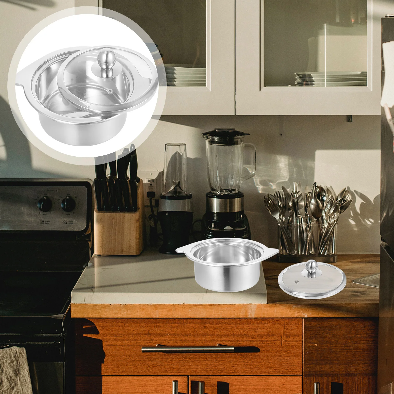 

Stainless Steel Small Hot Lid for Noodle Cookware Soup Pot Stock Pot Kitchen Utensils Ramen Sturdy Construction Easy Cleaning