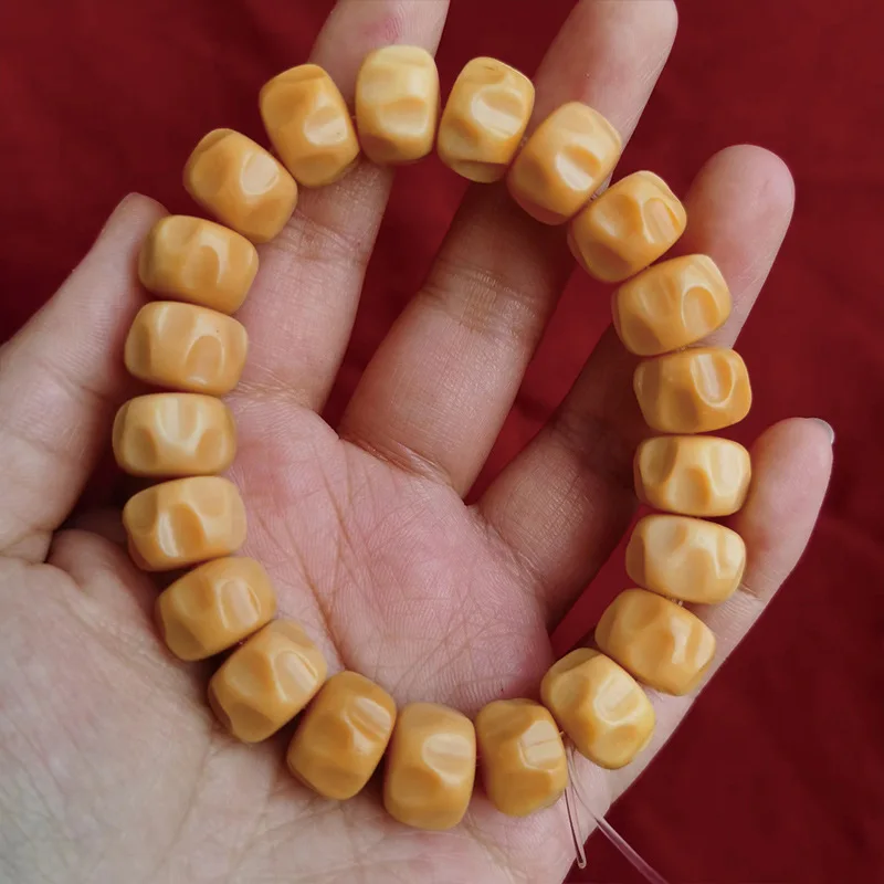 New Ox Bone Bracelet Abacus Buddha Beads Matching Yellow Chicken Grease Budd