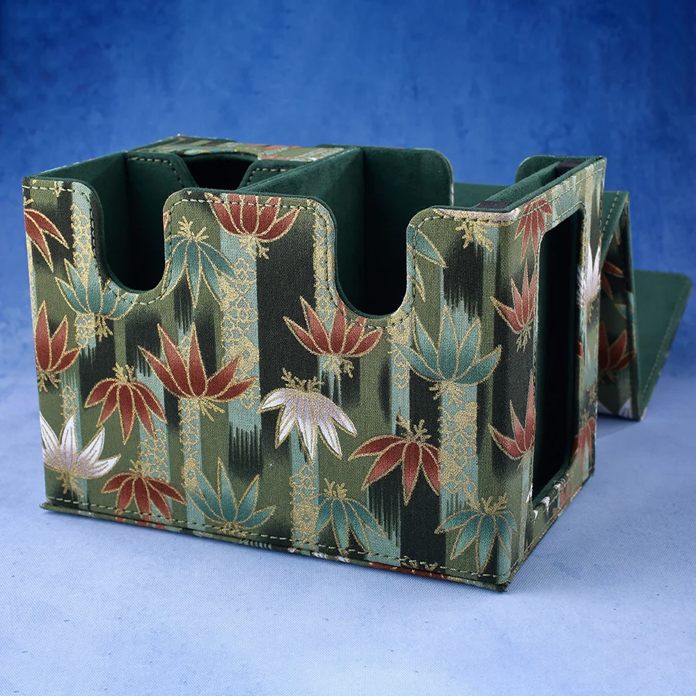 Gacha-caja organizadora de baraja de cartas comerciales, almacenamiento de tarjetas de juego coleccionables, contenedor protector, impresión de lámina dorada azul ondulada
