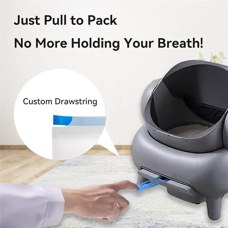 A84E-Cat Litter Bags For Neakasa M1 And Pet Pivot Autoscooper 11- Drawstring Open-Top Self-Cleaning Litter Box Liners