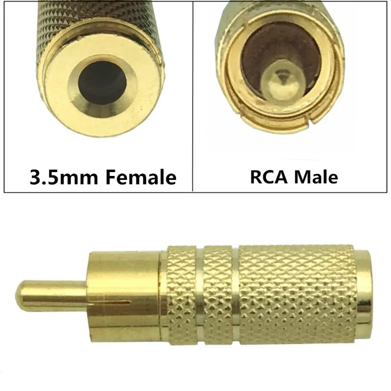 

5PCS Metal Gold-plated AV Adapter RCA Revolution 3.5mm Female Audio Conversion Plug Lotus Revolution 3.5mm Female