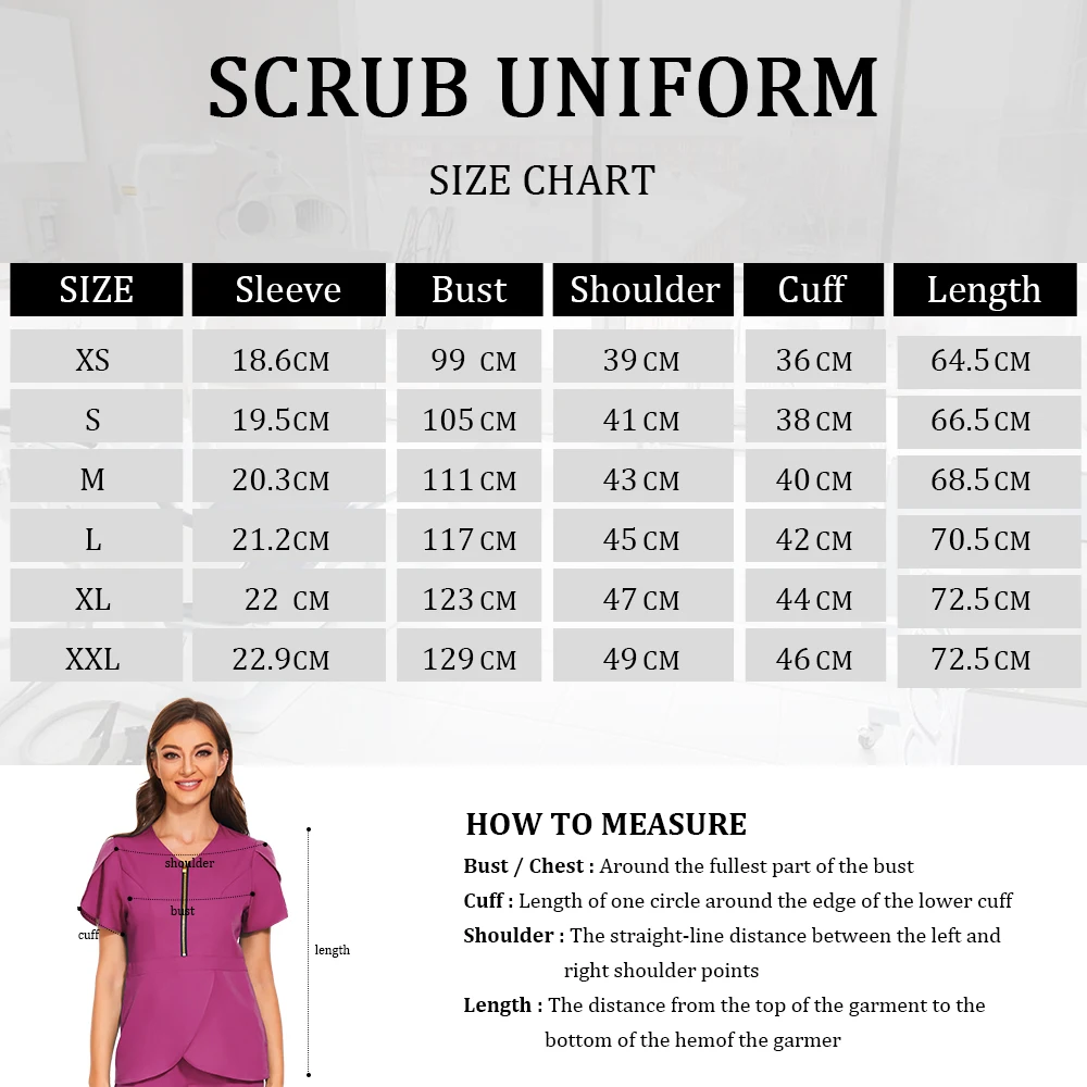 Beauty Uniform Women Manicurist Beautician Working Clothes Medical Scrub Tops Nurse Doctor Shirt Uniform High Quality Scrub Soft