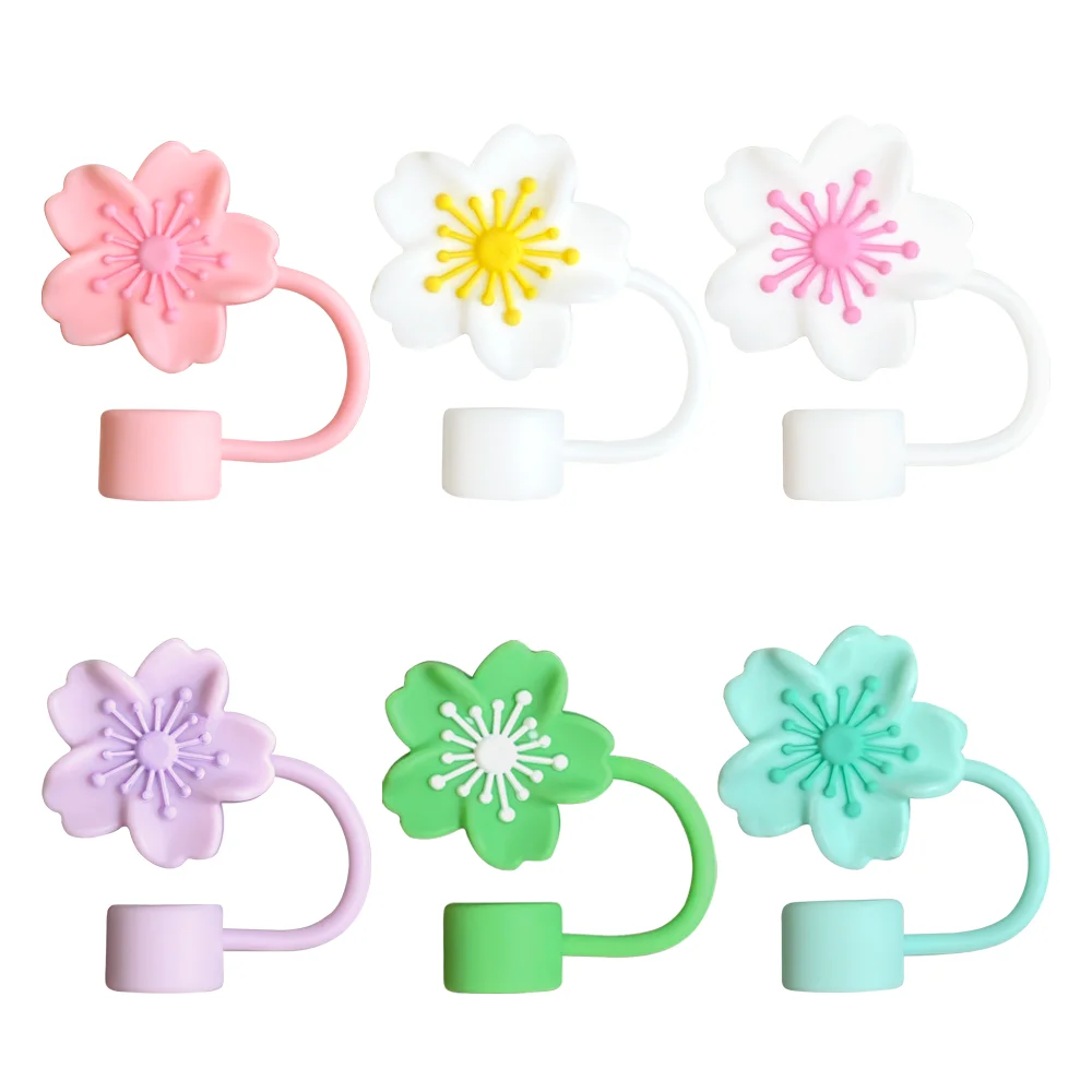 Flower Silicone Straw Covers For Water Glass Bottle Flower Shape Drinking Dust Cap Straw Tips Cover Cup Accessories For Cover