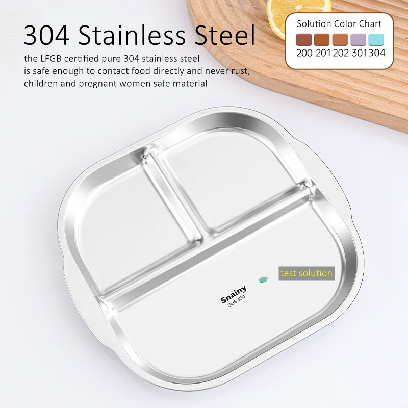 LFGB Certified Pure 304 Stainless Steel Balanced Diet Tray Ultra Thick Fall Resistant Children-safe Cafeteria Food Comtainer