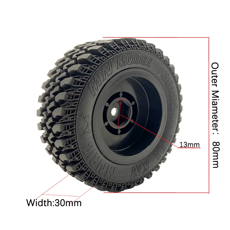 MN 4PCS 80*30MM Rc Car Rubber Tires Wheel Rim for Rc 1/10 1/12 1/16 MN86 MN128 C54 Assembled Tyre Off-road Truck Upgrade Parts