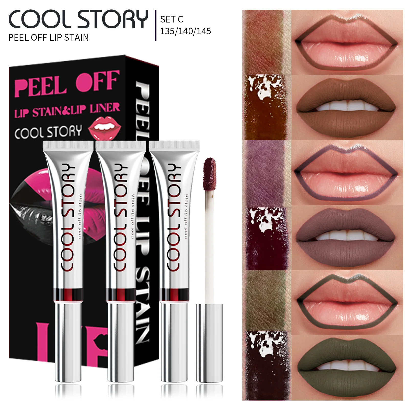 Coolstock ฉีก lip liner ลิปกลอสเนื้อแมทสีทึบไม่ติดถ้วยลิปสติกชนิดน้ําติดทนนานการเก็บรักษาสีกันน้ํา