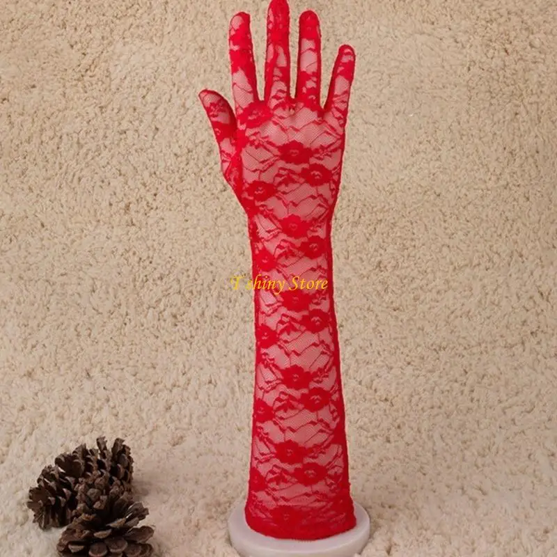 N58F Evening Dress Gloves for Women Lady Full Finger Gloves Proms Gloves
