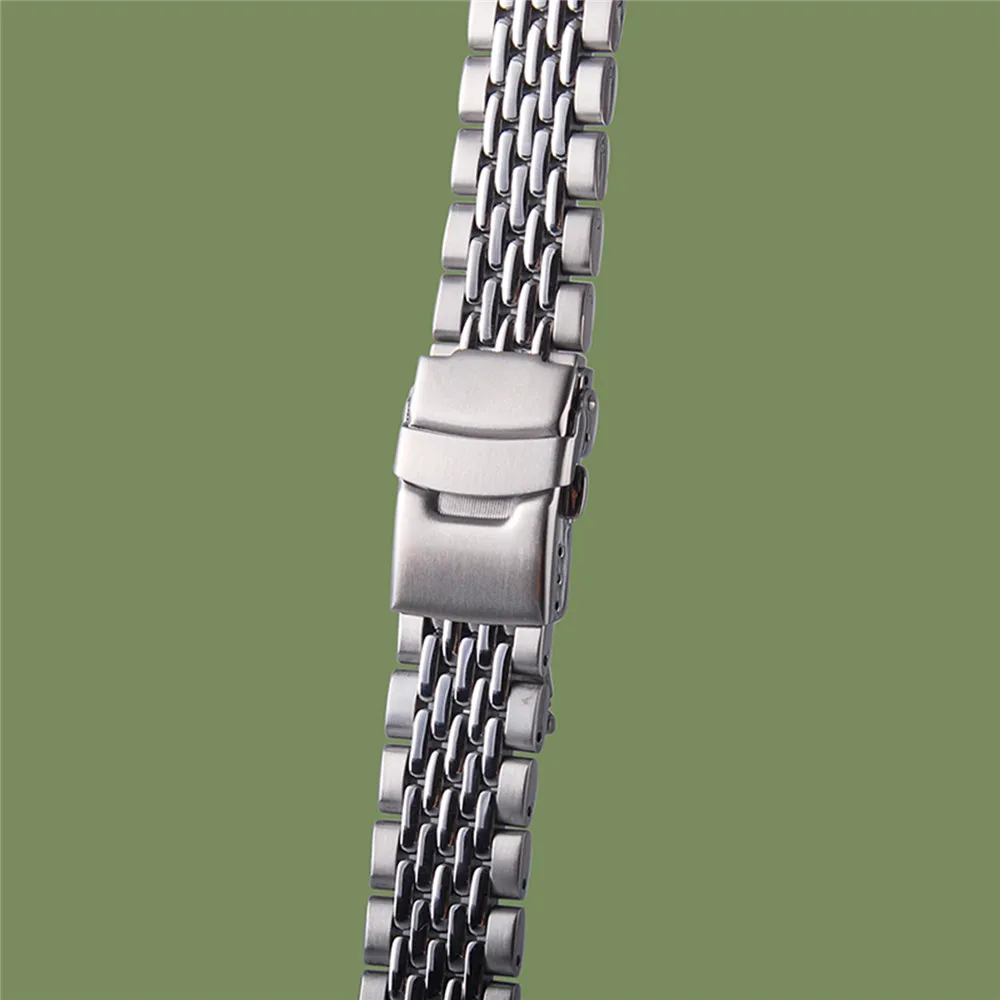 1pc 22mm Rice Grain Solid Steel Watch Strap Modify Bracelet For SKX007 SKX009 SKX173 Watch Band Metal Wristband 18cm