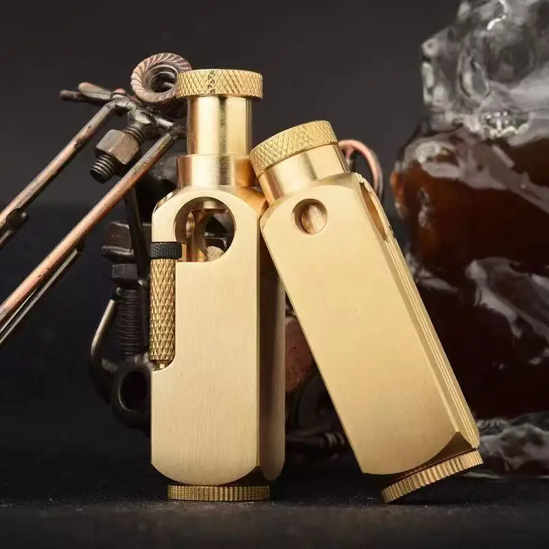 Heavy-duty Handmade Brass Kerosene Lighter Side-sliding Ignition Special-shaped Retro Lighter Collection Men's series lighters