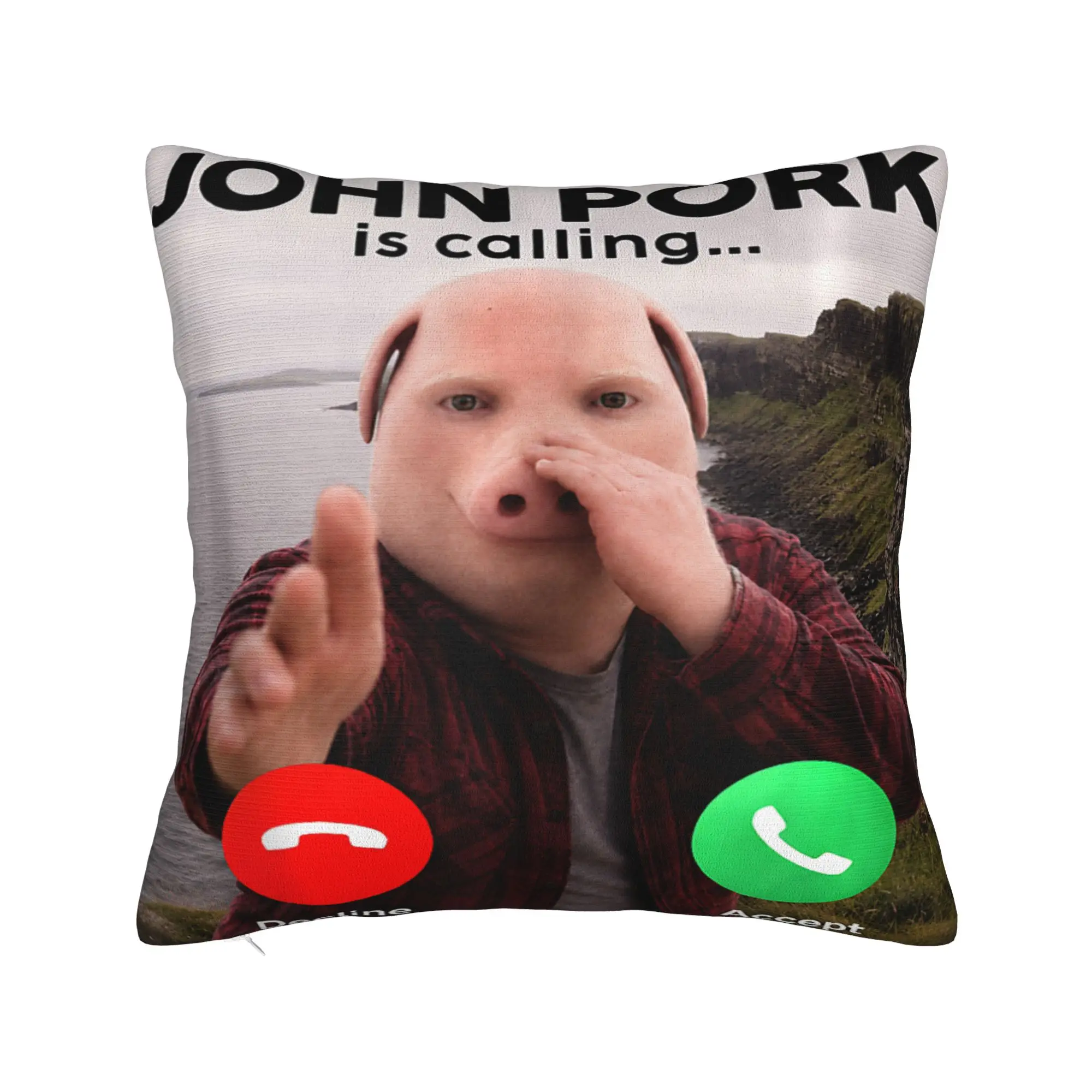 Funny John Pork is Calling Scuba Dance Brainrot Meme Pillow Case Retro Pillow Cover Soft Pillowcases For Sofa Car Home Decor