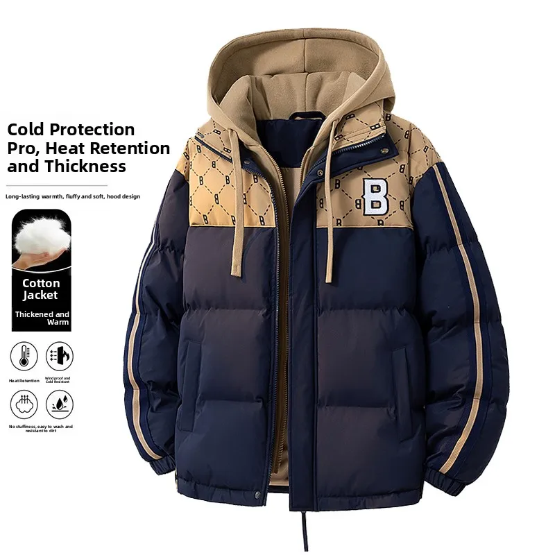 

Thiened Hooded Youth Cotton Jaet Men's Women's Winter Warm Outerwear Stand Fit Pure E-commerce Ss Trendy Sle