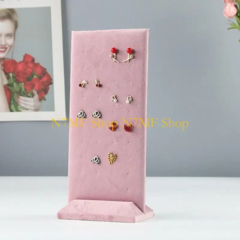 

N7MF Pink Jewelry Display Props Elegant Jewelry Stand Velvets Fabric Material Jewelry Display Tray for Rings Earring Necklace