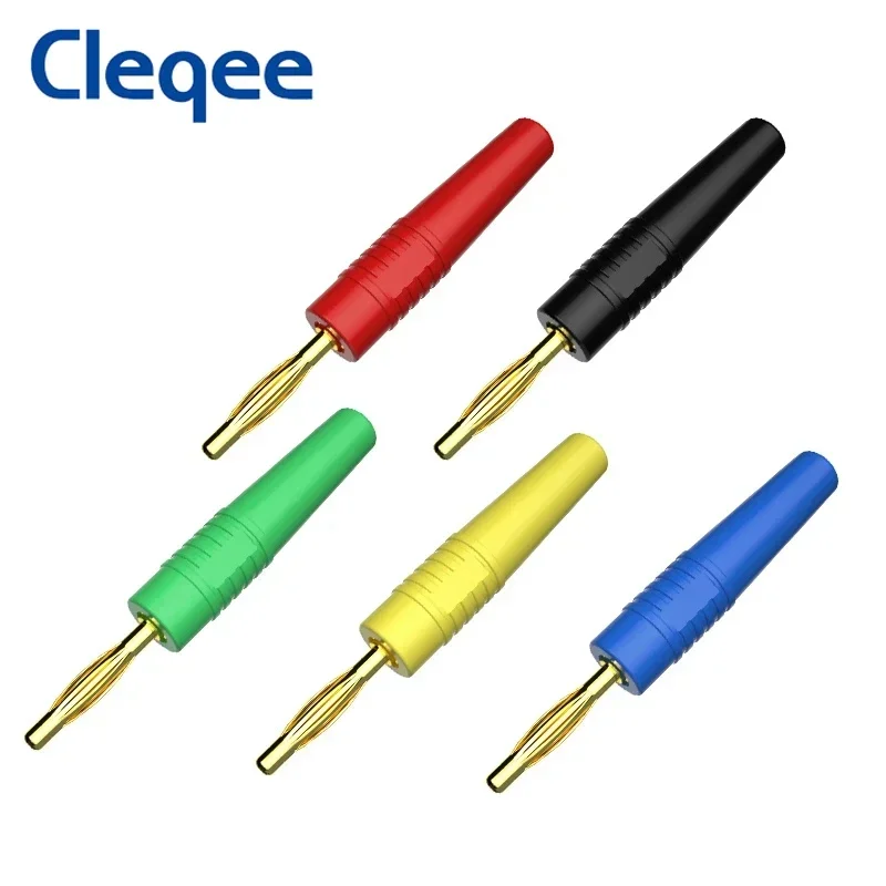 Cleqee P3011 10pcs 2mm Banana Plug Connector Welding Type Gold-plated Adapter for Multimeter Audio Speaker Cable