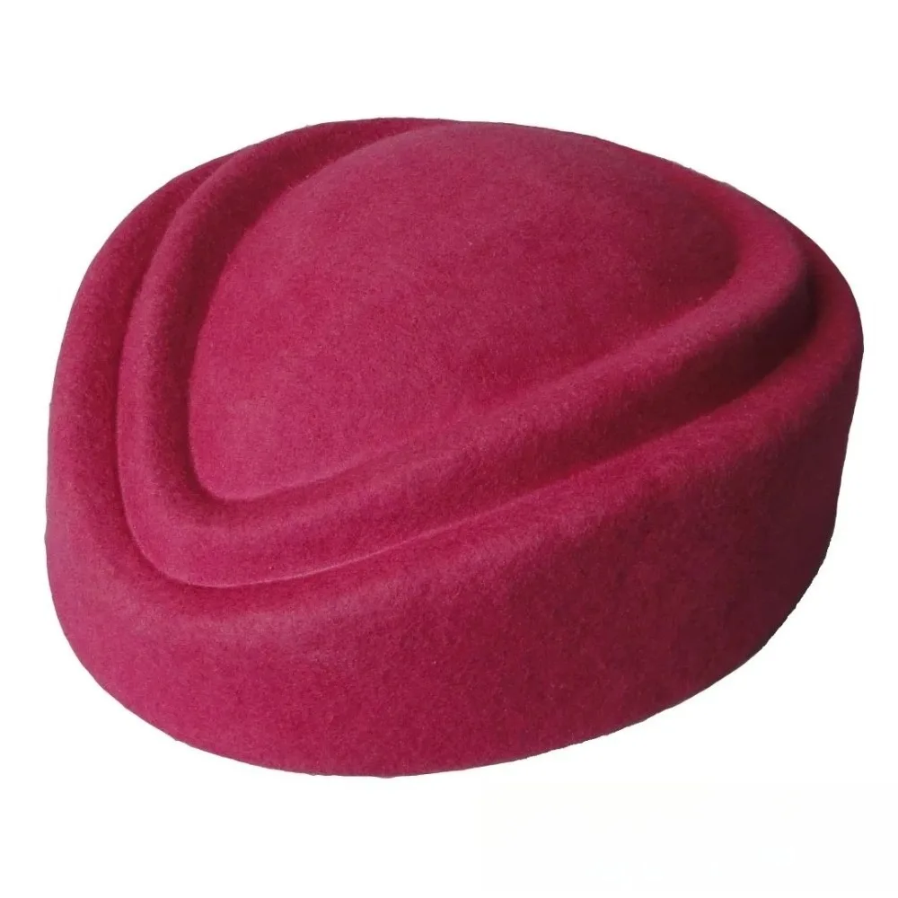 Elegant Wool Felt Women Beret Hats Spring Summer Black Red Blue Flight Attendant Hat with Slot Service Cap Uniform Hat