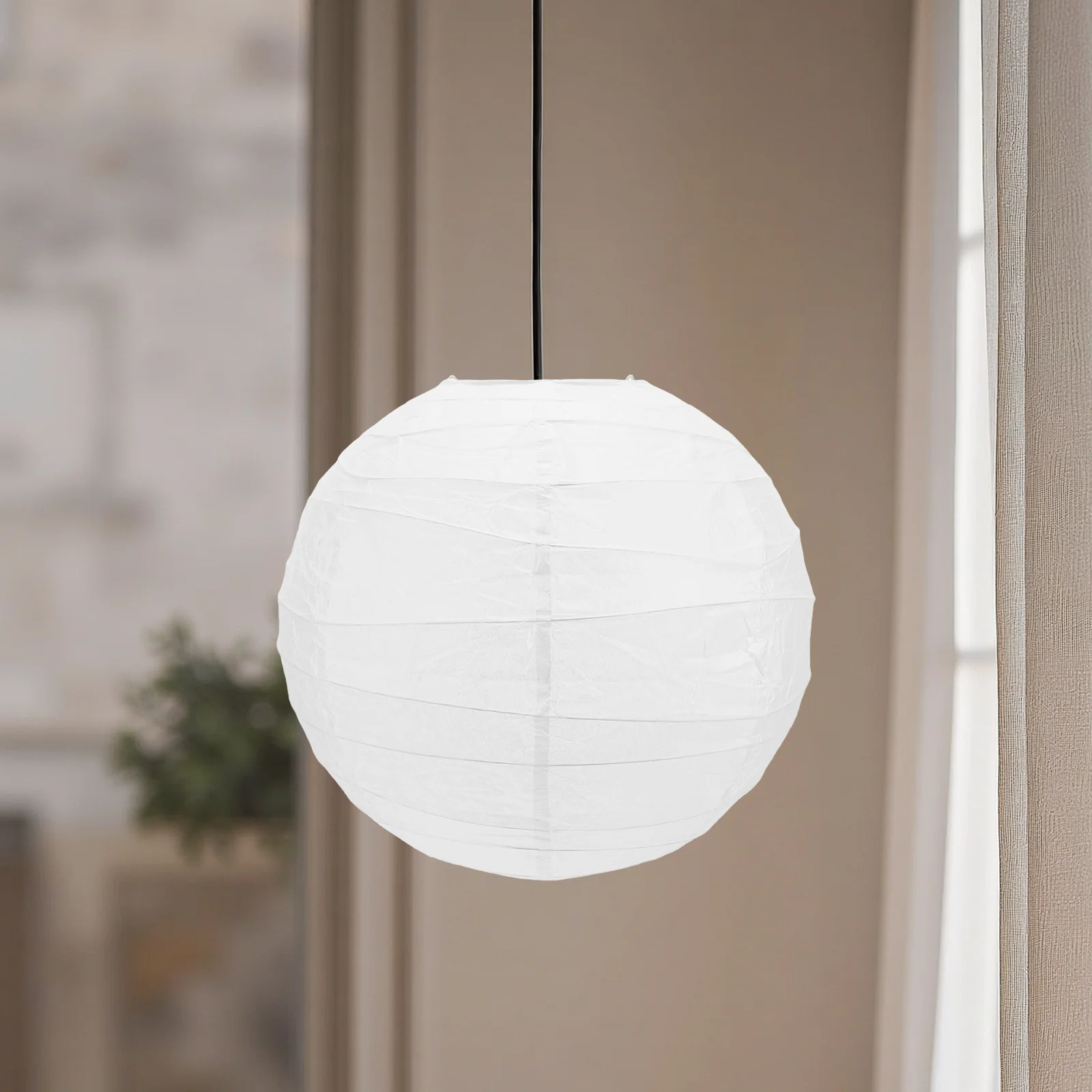 

13.76" Round White Paper Lantern Globe Lamp Shade For Ceiling Pendant Light Diy Hanging Decorative Lantern Replacement,