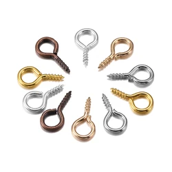 100/200pcs małe Tiny Mini szpilki z oczkiem Eyepins haki oczka gwintowane złote zatrzaski haki ocena biżuteria dla majsterkowiczów