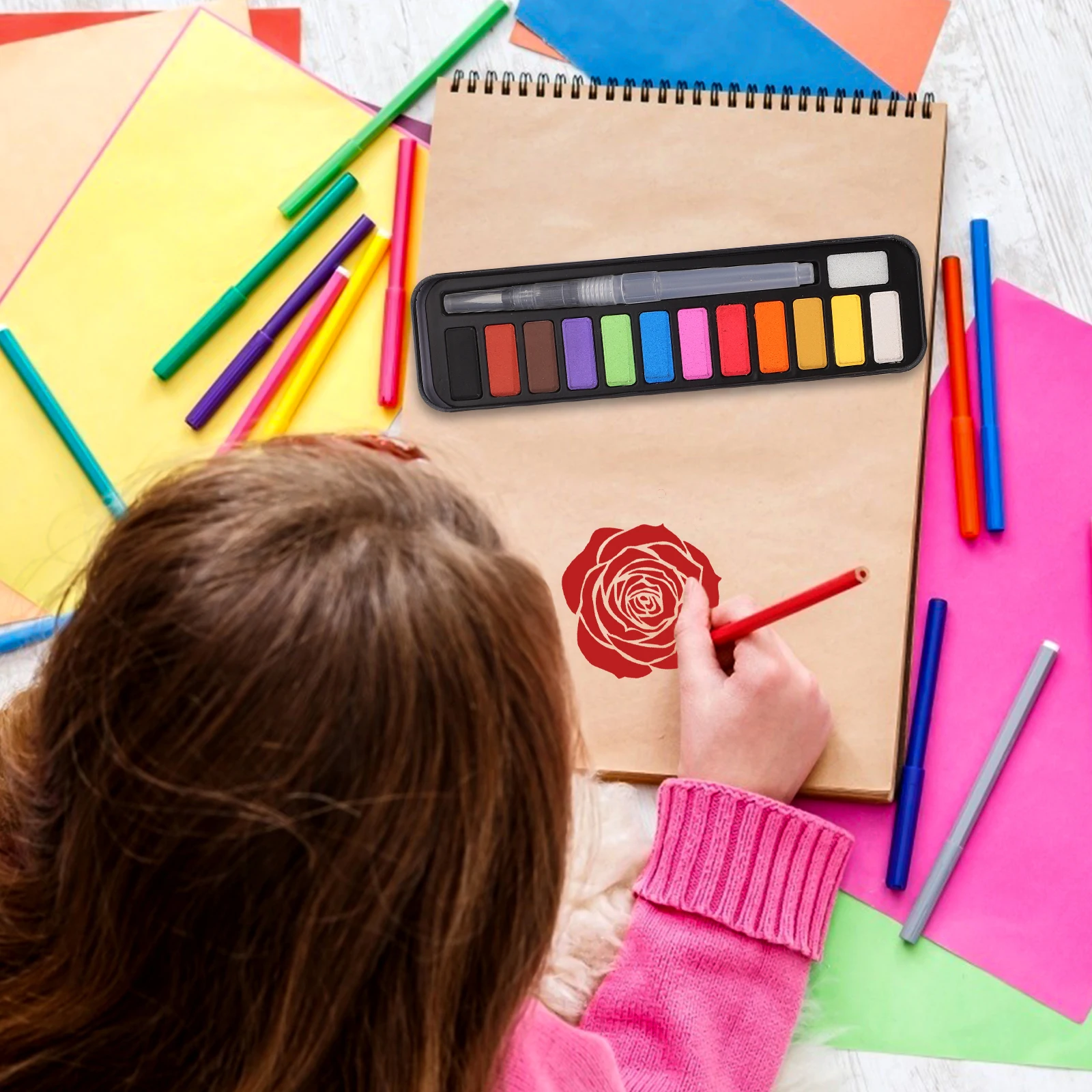 

Watercolor Paint Set Solid Pigment Kids Supplies Toy Children Painting DIY Coloring Kit Sketch Portable Travel Art Gift
