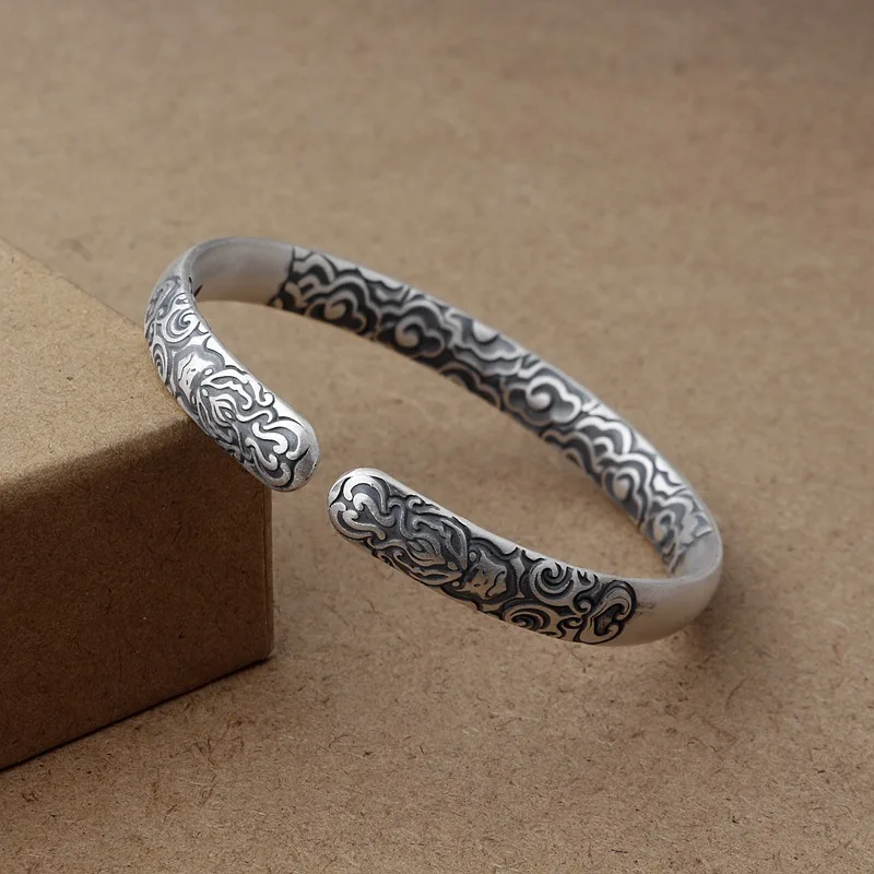 Bracelets en argent regardé S30/10/2018 pour femmes et hommes, sculpture de tête SunWuKong, RuYiJinGuBang, bracelet nuage de bon augure, bijoux psychium