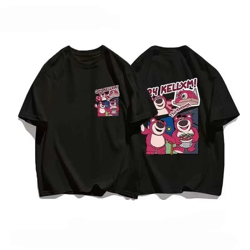 

MINISO Strawberry Bear Cute New Parent-child Summer Printing Family of Three Children's T-shirts Mother Daughter and Child