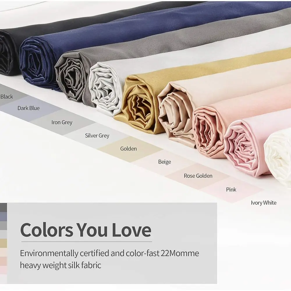 أغطية وسائد من حرير التوت النقي بنسبة 100% من كوين آند كينج - درجة 6A، 22 م، للعناية بالشعر والبشرة، أزرق، عبوتان