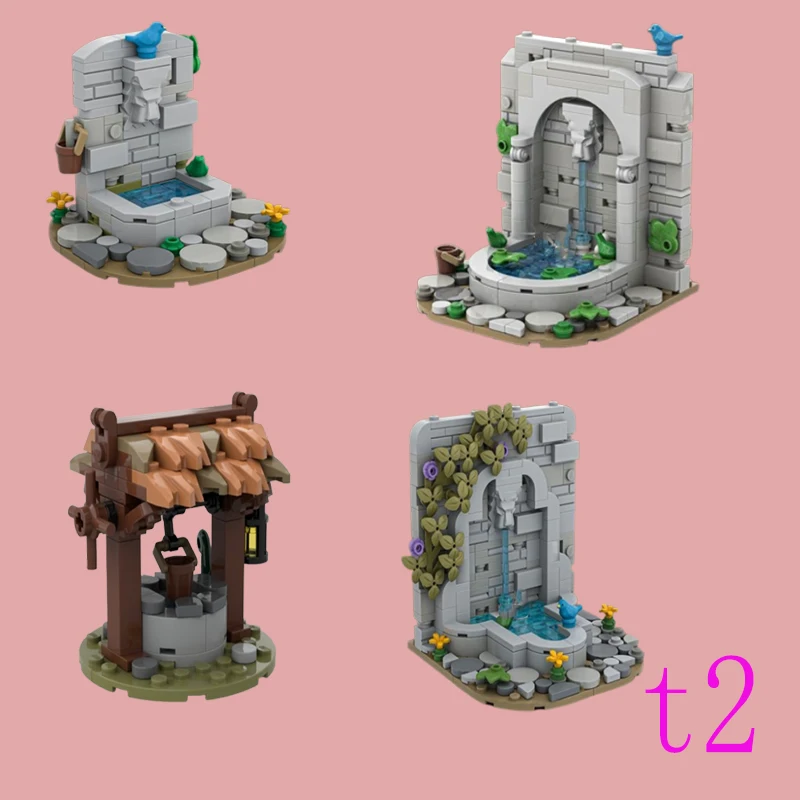 

Spot small particle assembly building blocks MOC-186615 132385 medieval well small fountain shi educational toy assembly model g