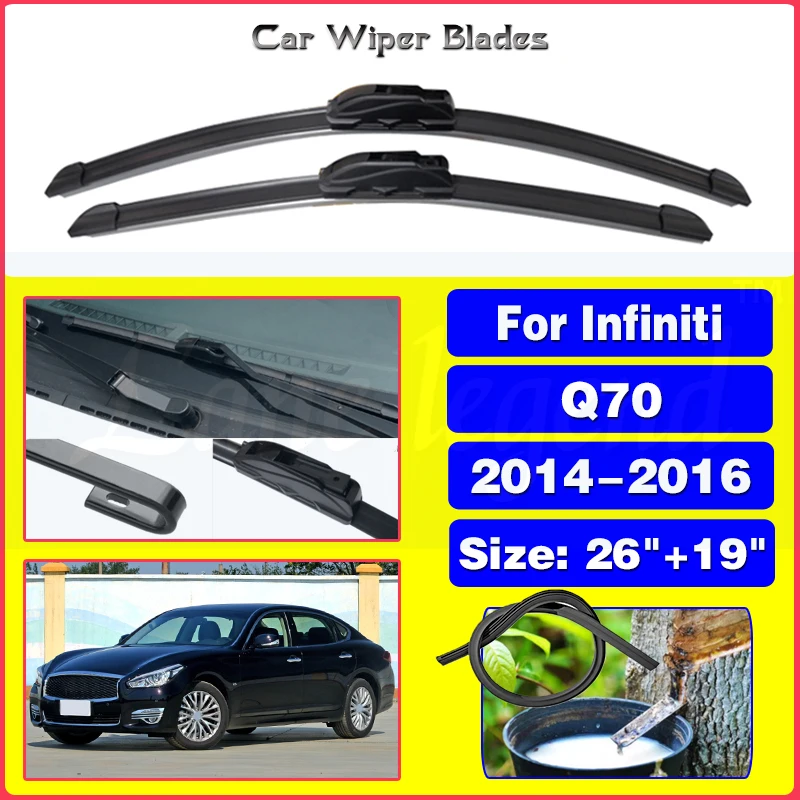 

For Infiniti Q70 2014 2015 2016 Front Wiper Blades Window Windscreen Windshield Brushes Cutter Accessories U J Hook 26"+19"