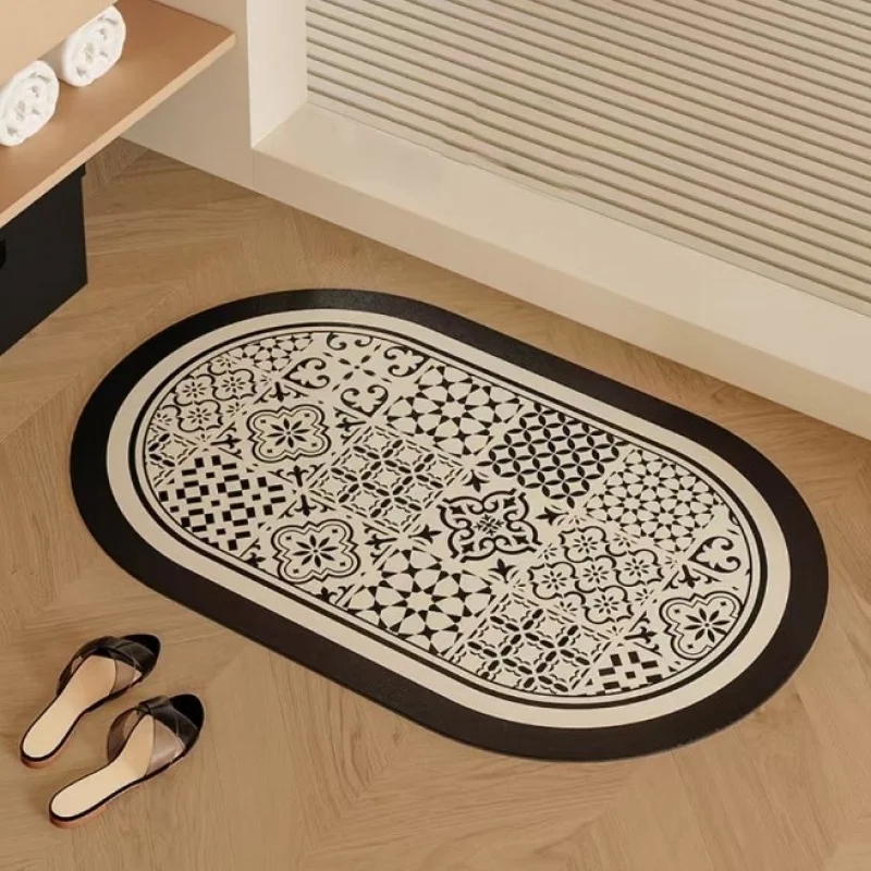 

VIKAMA Luxury Retro Bathroom Mat Absorbent Anti slip Quick drying Shower Room Door Mat Home Decoration