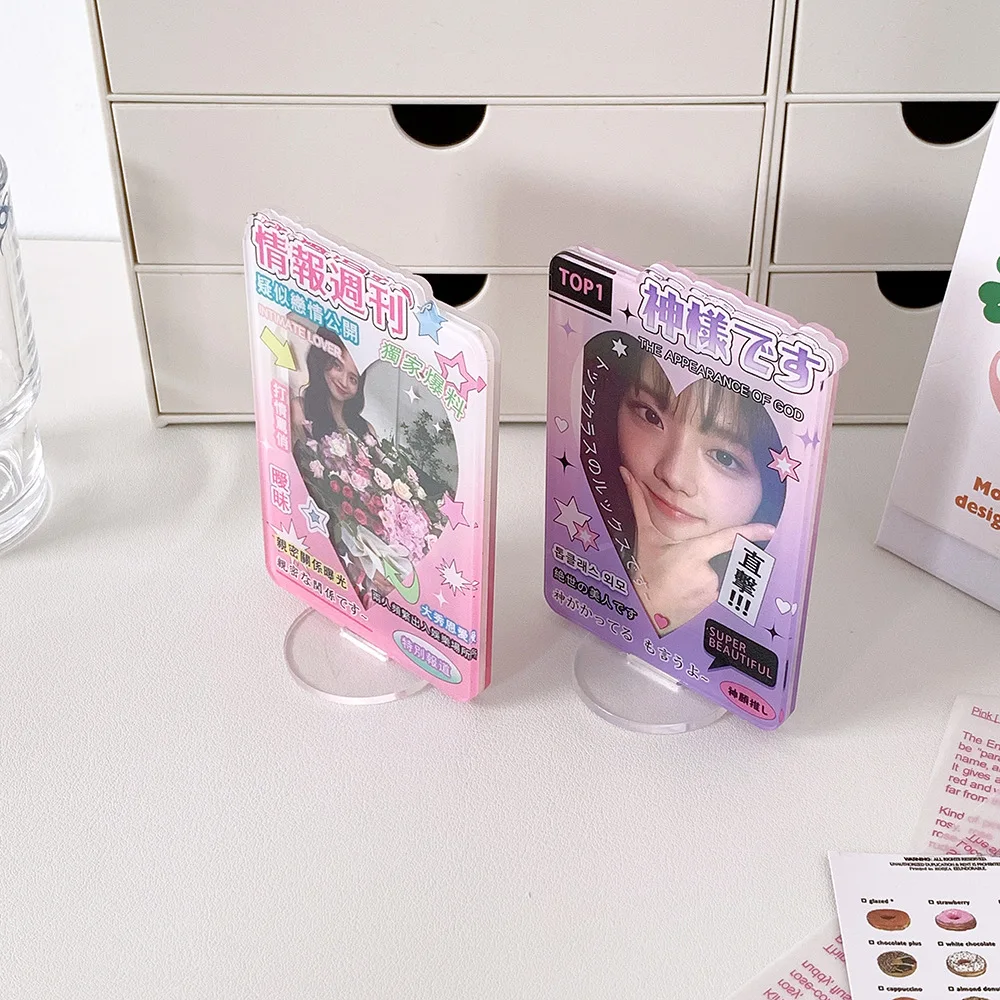 Ins Kpop Photocard Holder 3 inch Acrylic Photo Frame Idol Photo Display Stand Photo Unique Design Card Protective Case 포토카드 액자