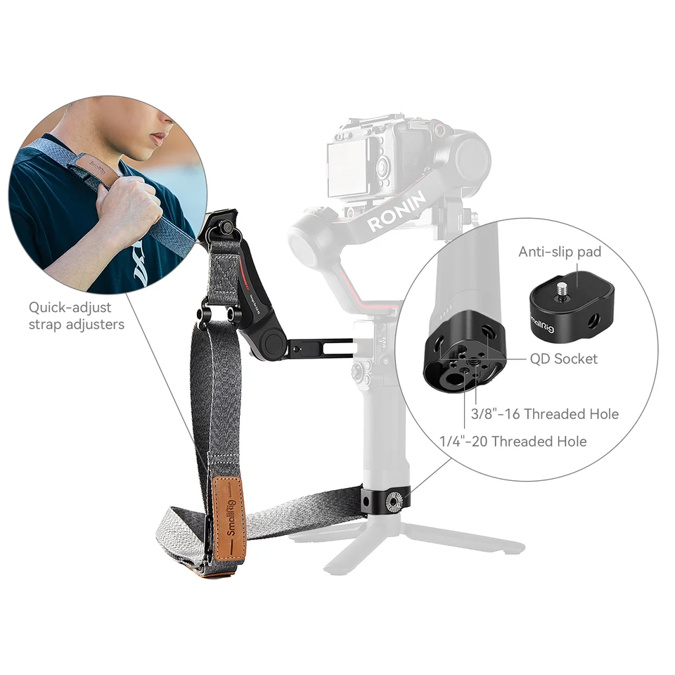 SmallRig スリングハンドグリップ、軽量ショルダーストラップキット