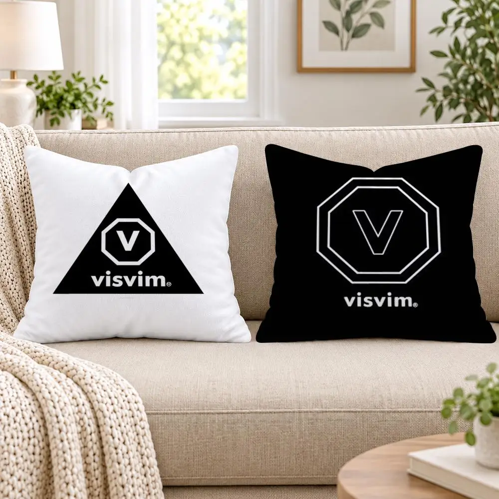 Brand Design V-Visvim Cushion Cover Short Plush Double-Sided Printing Sofa Bedroom Pillow Case Aesthetic Home Decor