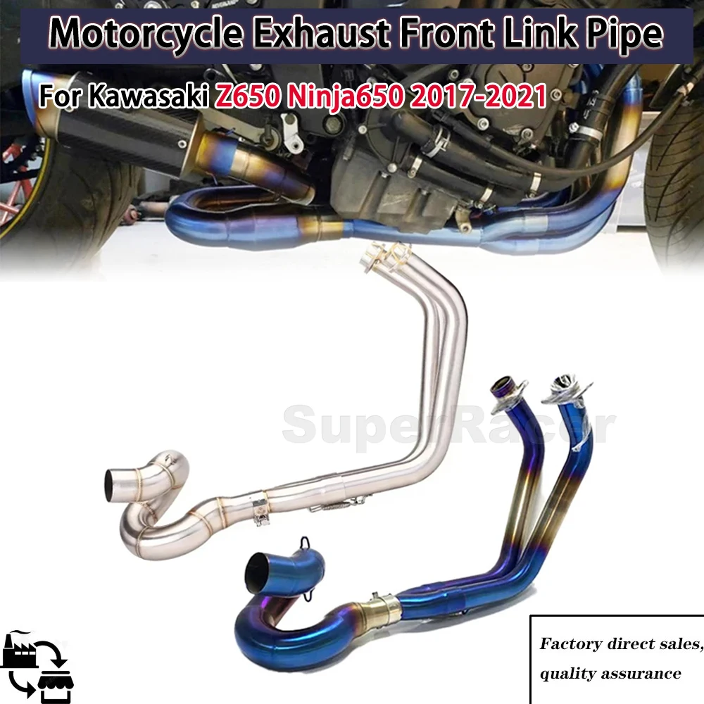 

Motorcycle Exhaust Front Link Pipe For Kawasaki Z650 Ninja650 Exhaust Pipe 2017-2021 51mm Motobike Escape Moto Tube