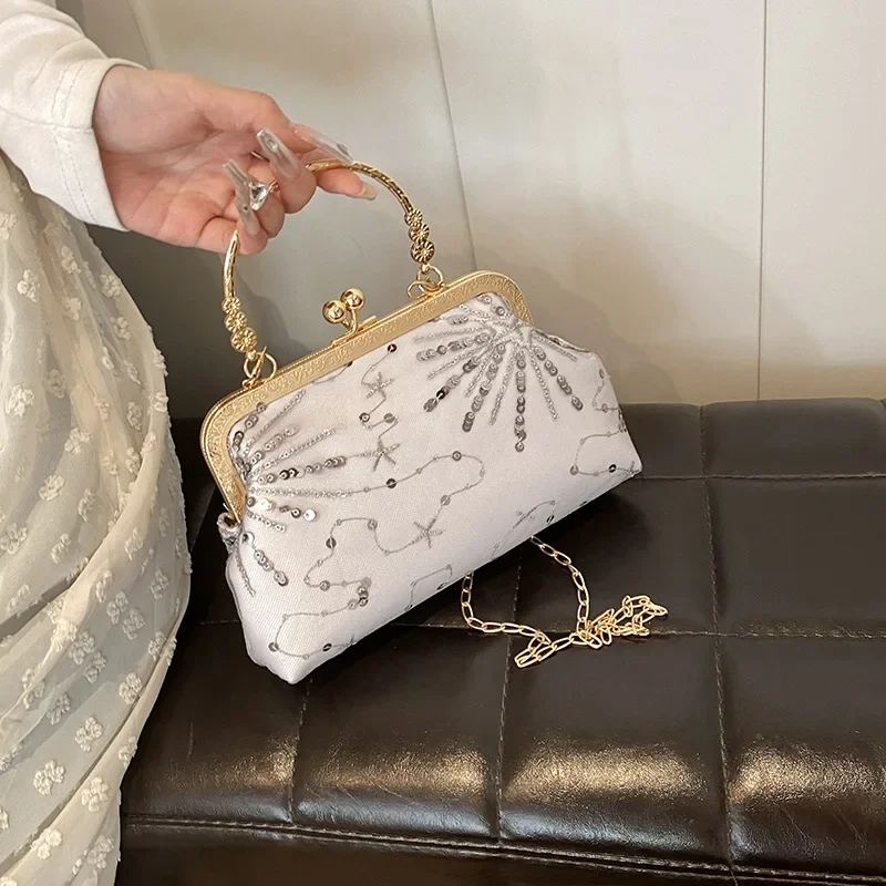 

Vintage Chinese Ethnic Style Evening Bags Sequin Embroidered Small Clutches Handbags for Women Prom Party Shoulder Bag Crossbody