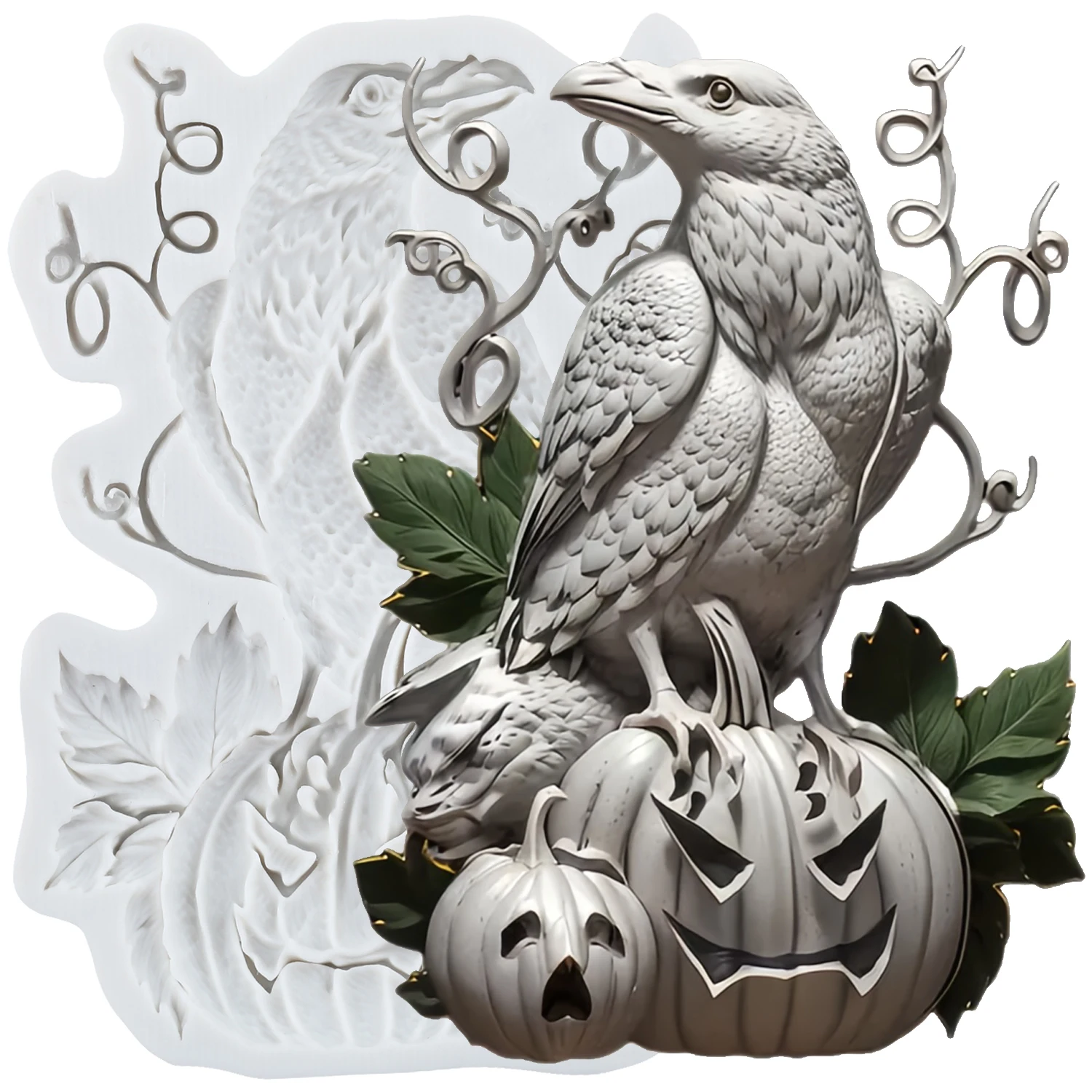 Halloween Silicone Molds Crow Pumpkin Fondant Cake Decorating Tools Cupcake Topper Candy Sugar Craft Gum Paste Polymer Clay