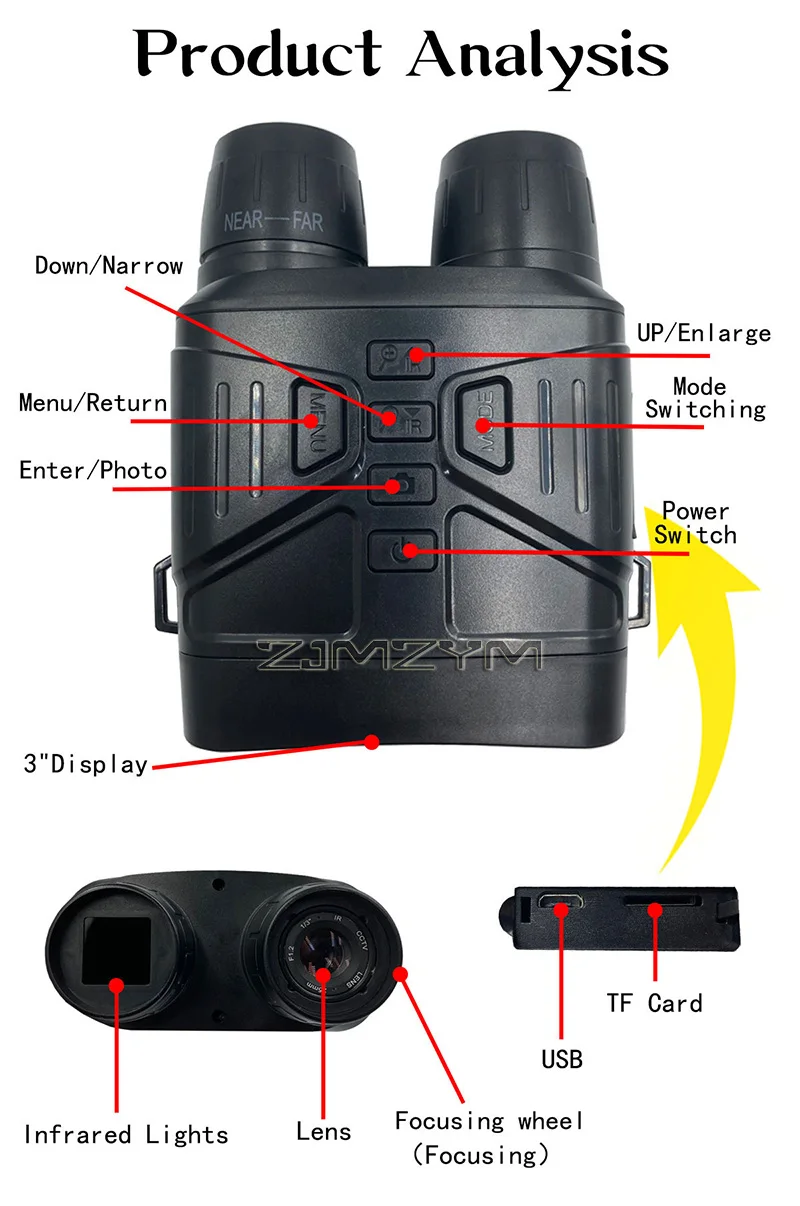 مناظير تكبير رقمية 5X، أجهزة رؤية ليلية بالأشعة تحت الحمراء بدقة 4K عالية الدقة، تلسكوب بطارية 4000 مللي أمبير في الساعة لمشاهدة الطيور والتخييم والصيد