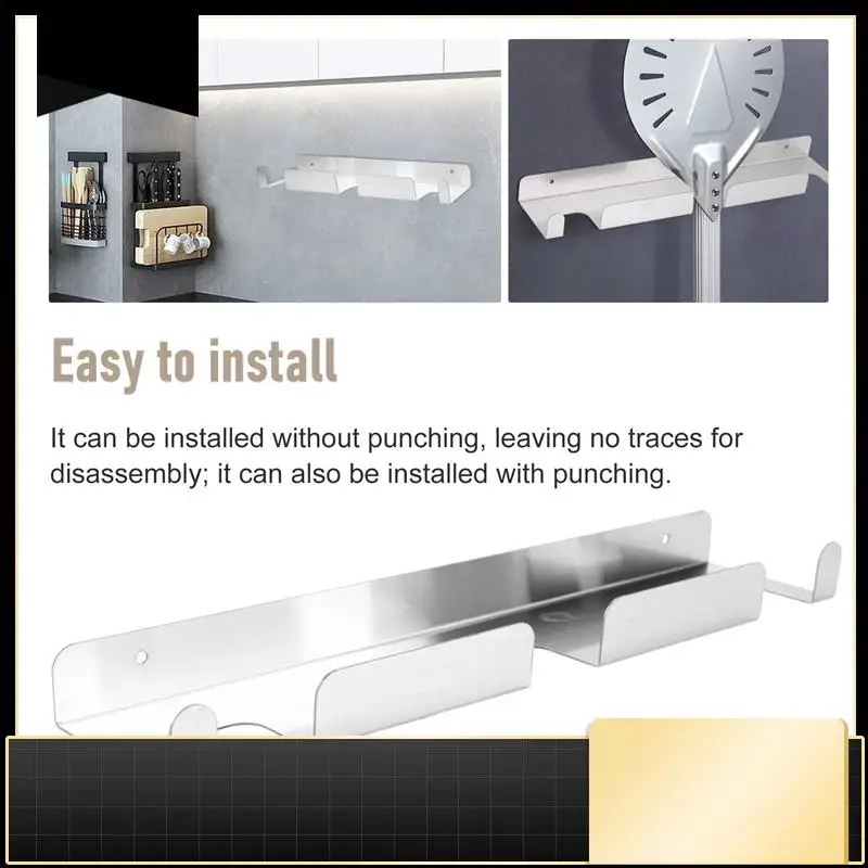 

Pizza Shovel Wall Rack Brushed Stainless Steel Pizza Peel Rack Wall Mounted Hanger Heavy Duty Pizza Shovel Holder-N37R