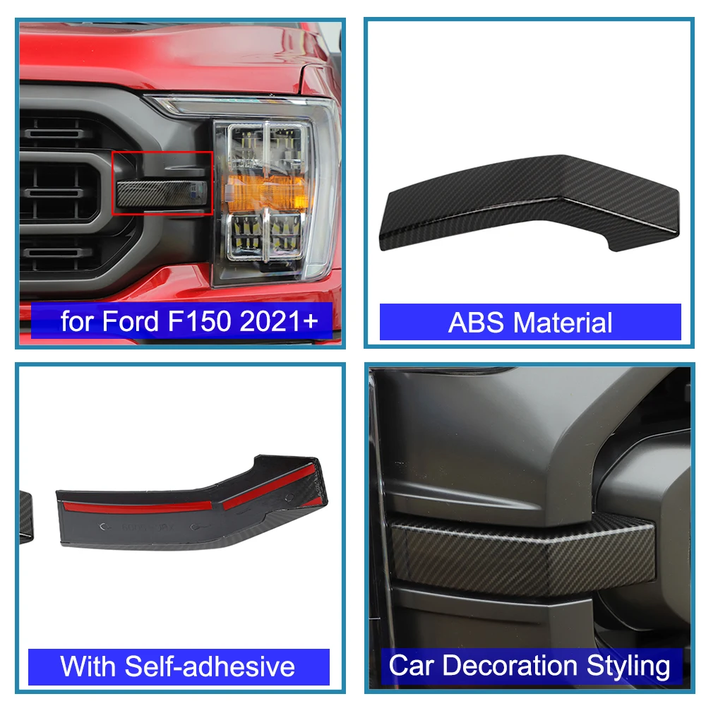 Auto paraurti anteriore griglia decorazione copertura adesivi per Ford F150 2021 2022 2023 accessori esterni Styling fibra di carbonio cromo